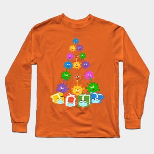 A Funny Pattern In The Form Of A Christmas Tree With Gifts, COVID-19 , Coronavirus Masks Is Ideal For The Whole Family. Merry Christmas And A Happy New Year Long Sleeve T-Shirt